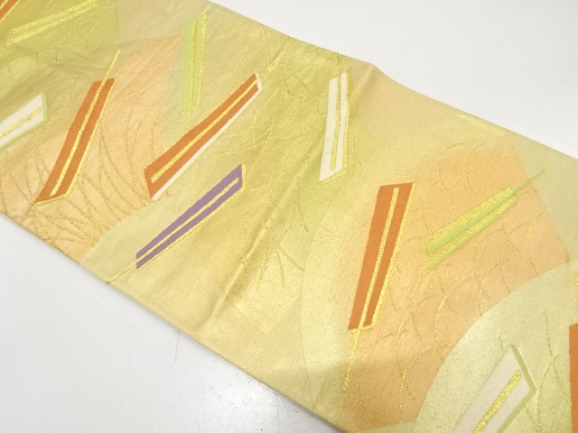 JAPANESE KIMONO / ANTIQUE FUKURO OBI / SILK / WOVEN JIGAMI & FOLDING FAN